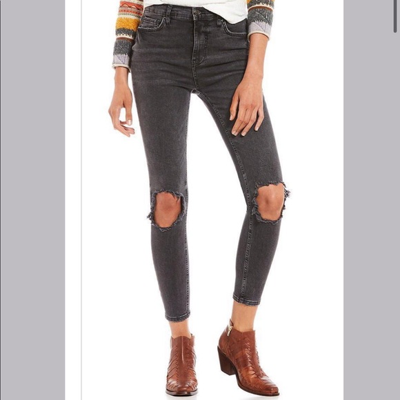 Free People Denim - Free People busted knee high waist skinny jeans 30